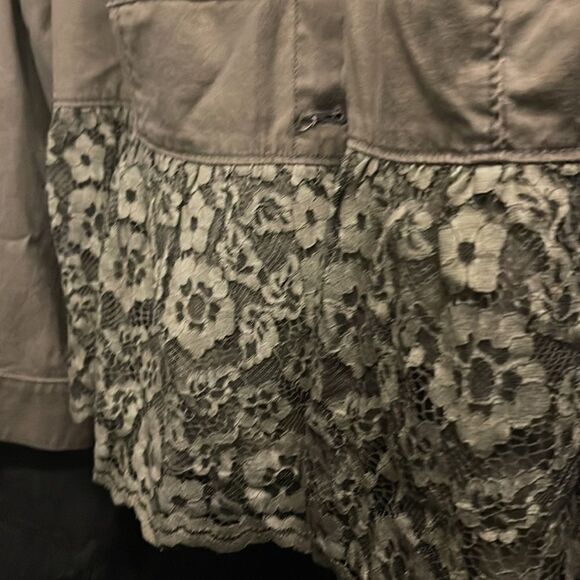 Lane Bryant Olive Green Peplum Lace Jacket Womens 26 Button Front - Picture 4 of 6